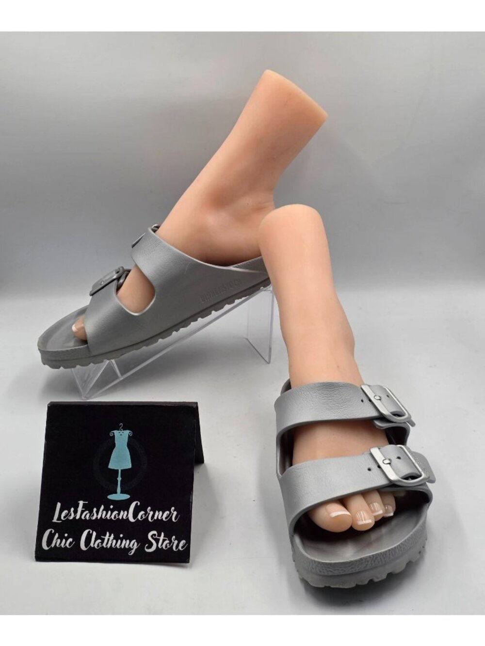 Birkenstock Women's Metallic Silver Arizona EVA Essentials Sandals Size 7.5 3962